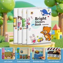 Educational Sticker Book For Kids, Children's Early Learning Activity Book, Fun Sticker Puzzle Book With Animals, Numbers, Colors, Shapes And Daily Life Themes, Creative Preschool Learning Workbook, Interactive Brain Development Game Book, Fine Motor - Children's Cognitive Enlightenment Manual - View 2