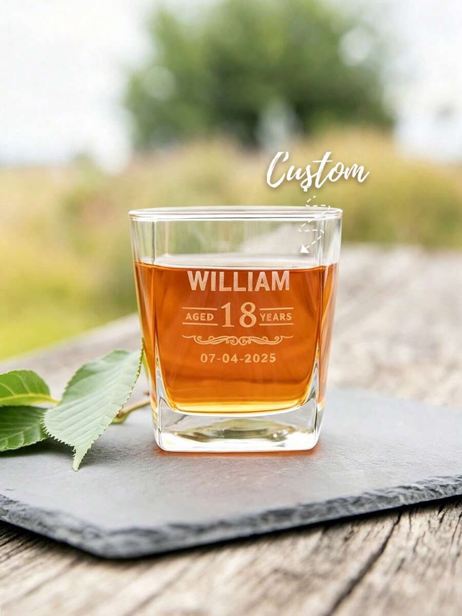Customized Birthday Whiskey Glass 305ml Engraved Bourbon/Scotch Whiskey Short Glass Gift For Men Suitable For Dad, Husband Or Friend - Multicolor - View 1