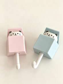 1pc/10pcs Cute Cartoon Cat Adhesive Hooks Strong No-Trace Creative Wall Mounted Hooks Home Bedroom Kitchen Storage Organization Expandable Hooks Decorative Wall Accessories For Hanging Clothes Towels Keys Bags - Multicolor - View 4