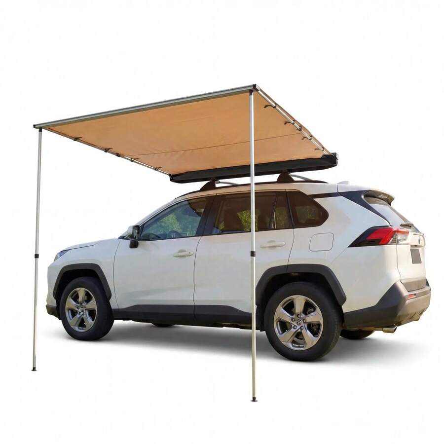Soonbuy SUV & Truck Roof Rack Awning,Retractable Side Sun Shade, UV50+ 600D Oxford Waterproof Canopy, Adjustable Aluminum Poles, Outdoor Car Shelter With Storage Bag - 59.06x78.74 Inch - View 1