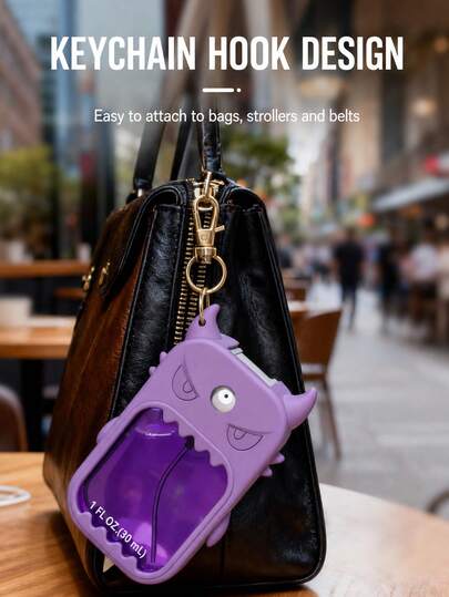 2PCS/1PC (30ml) Hand Sanitizer Spray Protective Case, Halloween Monster Shaped Keychain Pendant Silicone Spray Bottle Anti-Drop, Anti-Collision Protective Case, Keychain Design, Easy To Carry For Travel, Can Be Easily Hung On Bags, Keys Or Backpacks, Wear-Resistant, Stain-Resistant, Tight Fit, Washable, Reusable Protective Case, Suitable For Hand Sanitizer Spray Protective Case, Travel, Outings, Gifts, Halloween Gifts, Christmas Gifts