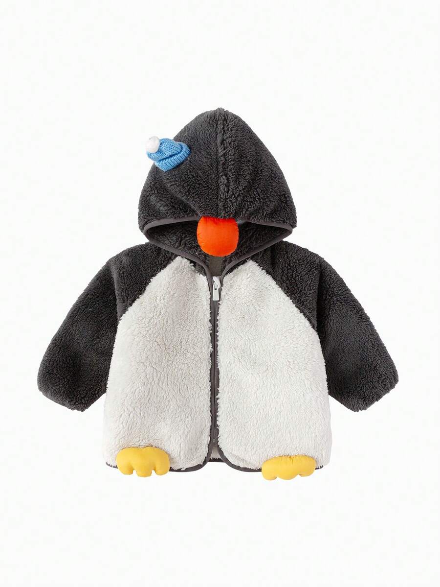 Balabala Baby Fleece Lined Winter Jacket, Thick And Warm, Suitable For Cold Weather - Grayish White - View 1