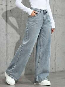 Teen Girl Simple & Elegant Straight-Leg Jeans - Light Wash - View 3