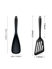 1/2/3pcs Silicone Cooking Spoon And Silicone Spatula Set, Slotted Turner, Suitable For Stirring, Scooping And Scraping, Silicone Fish Turner, Suitable For Non-Stick Cookware, Suitable For Cooking And Serving, Durable Non-Stick Kitchen Utensil Set, Kitchen Turner - Multicolor - View 2