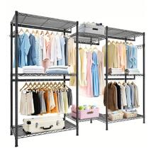 Perchero Negro Resistente - Estantería de Ropa Ajustable y Portátil - Negro - Ver 1