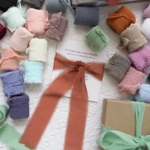 Random 3 Rolls - Handmade Edged Chiffon Ribbon, Suitable For Wedding Invitations, Mother's Day, Bridal Bouquets, Gift Wrapping, DIY Crafts, Rustic Wedding Invitations, Bows, Wreaths, Christmas Decorations, Home Decor, Wedding Parties And Valentine's Day Gift Wrapping - Multicolor - View 8