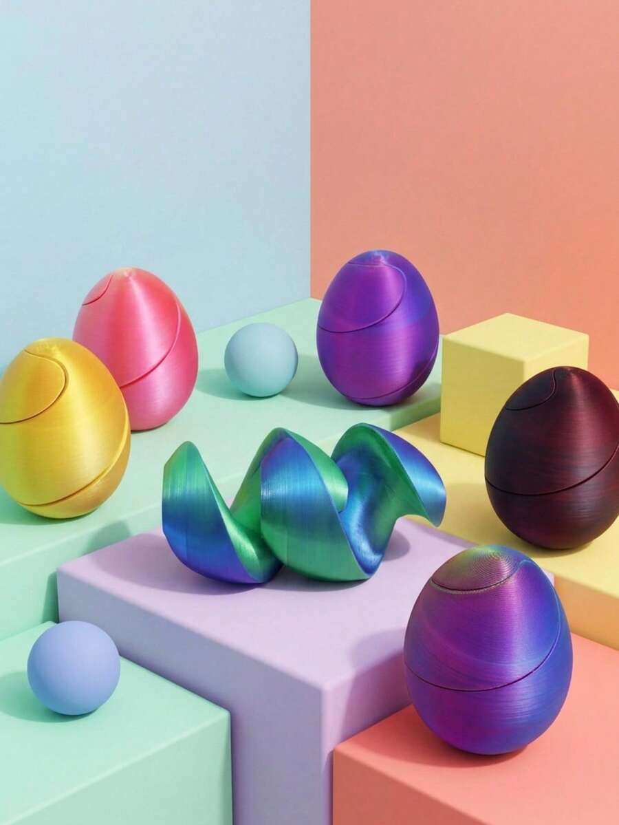 MINKOJA Un jouet de pression en forme d'œuf imprimé, jouet anti-stress, jouet à triturage, œuf mystérieux et facile à transporter, jouet mou, cadeau pour anniversaire, fête, week-end, jours de la semaine et après les cours. - Multicolore - Voir 1