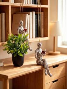 Small Artificial Potted Plants/Faux Moss Stones (1, 2, Or 3 Piece Set) - Green Plants With Black Pots; Suitable For Home Decor, Office, Dining Table, Farmhouse Style Spaces, Patio And Bathroom. - Black - View 4