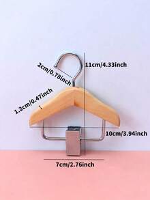 Small Wooden Clothes Hanger With Stainless Steel Clips, Pet Clothing And Accessories Hanging Rack, Polished Finish, Space-Saving Design, Suitable For Hanging Small Items, Bathroom Storage Rack - Multicolor - View 4