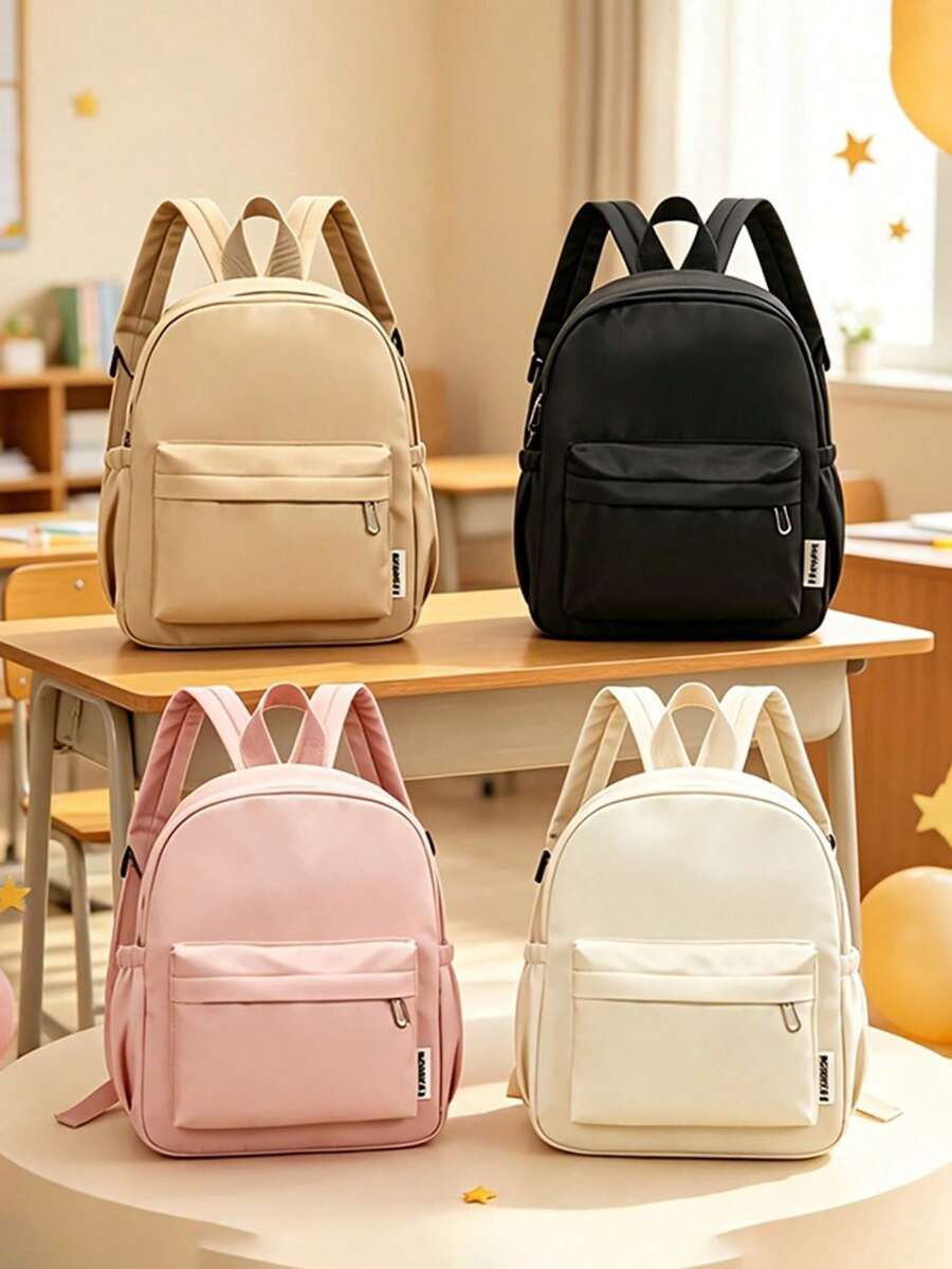 1PC Minimalist Backpack, Casual And Elegant, School Bag For Boys And Girls, Zipper Design, Adjustable Shoulder Straps, Suitable For School, Travel, Can Easily Hold Daily Essentials, Versatile Item, Suitable For Various Styles And Occasions. - Multicolor - View 1