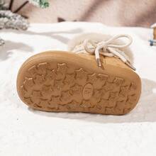 Toddler Girls Cute Lace Bow Decor Winter Snow Boots, Thick Thermal Collar, Thermal Lining, Non-Slip Thick Sole, Warm Boots For Cold Weather - Brown - View 7