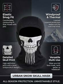 Musion 1/3pcs Gothic Skull Pattern Street Style Balaclava, Elastic Windproof Casual Full Face Scarf, Soft Comfortable Full Face Mask, Windproof Helmet Liner Headwear, Suitable For Motorcycle Riding, Cycling And Racing Sports - Multicolor - View 5