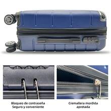 Set de 2 Piezas Maletas de Viaje 20 Pulgadas Equipaje de Cabina Antirrobo, Equipaje de Mano para Turismo Familiar, Viajes de Ocio y Viajes de Trabajo - Azul marino + Champaña - Ver 6