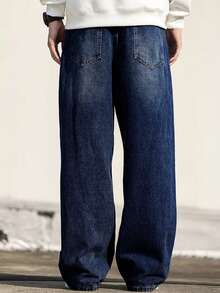 Teenager Casual Loose Fit Vintage Denim Jeans - Royal Blue - View 3