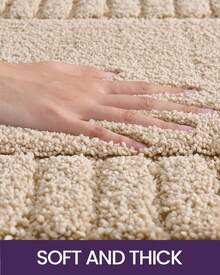 DEXI Tapete para Baño 40 x 60 cm, Alfombra de Baño Antiderrapante, Tapetes de Baño Supersuave y Absorbente, Lavable a Máquina, Blanco - Beis - Ver 5