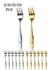 2/6/12/24pcs Stainless Steel Dessert Forks Fruit Forks Suitable For Afternoon Tea Fruit Shop Holiday Gift - Multicolor - View 5