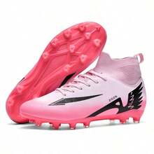 Men's Soccer Shoes New FG/TF Wear-Resistant Breathable PU Leather Artificial Turf Training & Match Football Shoes - Pink - View 5