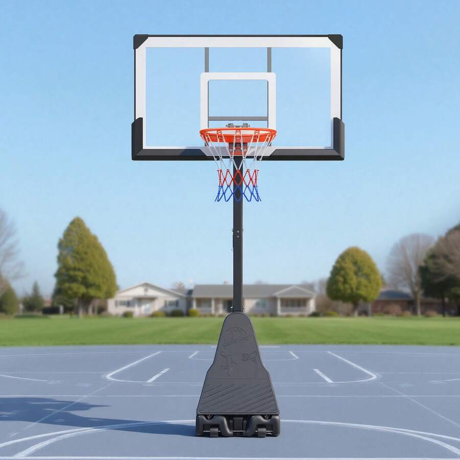 Portable Basketball Stand, 7.55 To 10 Ft Height Adjustment Basketball Hoop & Goal, Basketballs Hoop Outdoor With 54 Inch PC Backboard For Schools, Parks, Forward-Tilting Design - 7.55 to 10 Ft - View 1