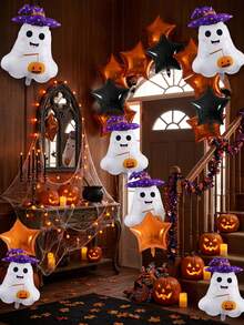Set Balon Dekoratif Seru Bertema Halloween Isi 16 Buah, Termasuk Bentuk Hantu dan Bintang. Balon Dekorasi Halloween ini Sangat Cocok untuk Dekorasi Pesta dan Menciptakan Suasana Meriah. Cocok untuk Halloween, Pesta Bertema, dan Dekorasi Rumah. - beraneka warna - View 3