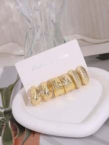 1/3/9 Pairs Gold Stud Earrings Set, Multi-Style Earrings For Women, Vintage Luxury Earrings Combination, Suitable For Daily Wear, Travel, Vacation Or As A Gift For Friends And Family - Gold - View 12
