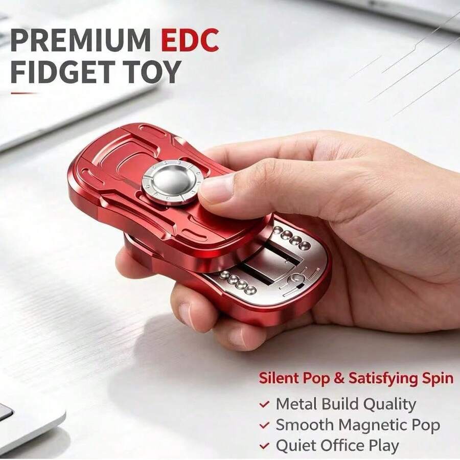 Spinner da dito meccanico a cricchetto magnetico, giocattolo portatile antistress con click per adulti, piccolo gadget EDC - Rosso - Visualizzare 1