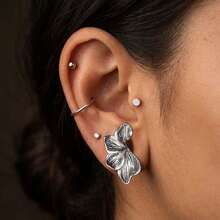2 st 316L rostfria öronsadel-tunnlar och pluggar med oregelbundna blomblad, expander-piercingsmycken, elegant boho - Blomblomma - Visa 5