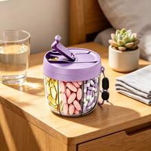 Portable Travel Pill Box, 7-Day Large Capacity Pill Organizer, Rotating Weekly Vitamin Dispenser, Wide Opening Design, Convenient For Elderly Medication, Suitable For Travel, Camping, Gym And Daily Use - Multi-compartment Rotating Pill Box - View 11