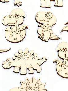 25/50pcs DIY Wooden Cartoon Dinosaur Craft Kit - Unfinished Hollow Cutout Painting & Decoration, Perfect For Home, Wedding, Party And Birthday Use, Random Style & Color - Multicolor - View 6