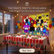 ROBLOX 32件套生日派对礼品套装，户外派对用品，礼品纸盒，游戏主题包装袋，生日派对礼品袋，婚礼装饰 - Roblo 背景布 桌巾 杯盤 吸管 - 查看 7