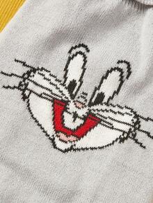 LOONEY TUNES X PETSIN 1件宠物猫狗通用棕色杰瑞卡通图案提花高领弹力舒适保暖狗毛衣 - 查看 5