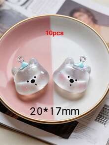 10/20/100pcs Cute Animal Puppy Elephant White Bear Pendant Charms DIY Handmade Keychain Bag Charm Accessories Decor - Multicolor - View 19
