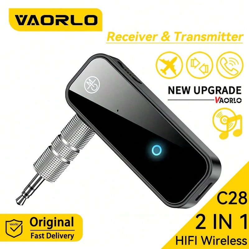 KZ 二合一蓝牙5.3无线适配器，3.5mm AUX接口，HiFi立体声多功能音频接收器/发射器，适用于汽车、电视、电脑、音箱、耳机，支持免提通话