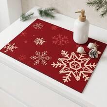 1pc Christmas Snowflake Pattern Dish Drying Mat, Coffee Machine Mat, Absorbent Non-Slip Heat-Resistant Table Protector, Kitchen Table Mat For Holiday Table Setting And Drainage, Festive Decorative Placemat, Multi-Purpose Kitchen Mat, Home Gift, Tabletop Decor - XYLSD-850 - View 4