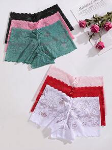 FINETOO 6pcs Women's Solid Color Lace Hipster Panties, Fine Stitching Craftsmanship, Soft And Comfortable, Suitable For Yoga, Sports And Daily Wear, Boost Confidence, Multiple Sizes XS-XXL - Multicolor - View 3