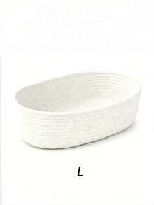 Cesta de almacenamiento ovalada para escritorio, organizador de llaves para la entrada, cesta de almacenamiento de cosméticos para la mesita de noche del dormitorio, cesta tejida, 3 tamaños disponibles - Blanco - Ver 6