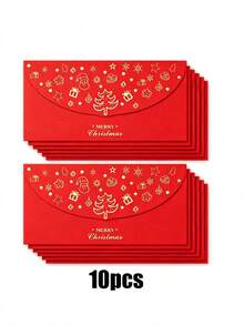 10/5/3pcs Christmas Red Envelopes, Gold Foil Design Christmas Cash Envelopes, Gift Envelopes, Merry Christmas Decoration, Gold Foil Design Party, New Year, Red Envelopes, For Chinese New Year Decoration, Giving Red Envelopes And Unique Collectibles - Christmas Edition - View 11
