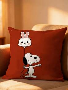Snoopy Graffiti Print Throw Pillow Cover, Hand-Drawn Style Square Decorative Cushion Case, Soft Fabric Sofa Backrest Pillow, Home & Car Decor, Collectible Gift For Cartoon Fans - Multicolor - View 10