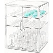 2/3 Tier Baby Bottle Storage Rack, 3-Tier Countertop Baby Bottle Storage Cabinet, Dual Magnetic Doors, Suitable For Baby Supplies, Baby Bottle Storage Cabinet - Multicolor - View 9