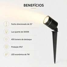 Kit 10 Espetos Focco Led 7w 3000k 450lm Bivolt Branco Quente - Multicolorido - Visão 4