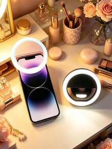 1 buah Lampu Ring Selfie Portabel, Cocok untuk Live Streaming, Selfie, Lampu Malam, Lampu Pengisi Ponsel Isi Ulang USB, Lampu Selfie Live Streaming Jepit RK12, Lampu Ring Kecantikan Fotografi Portabel, 150mAh - RK12 - View 2
