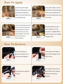 JIAMEISI 20pcs Seamless Glue-In Hair Extensions, Ombre Gray Brown To Platinum Blonde, Remy Human Hair For Women - S8/60 - View 6