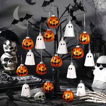 Set Ornamen Gantung Halloween 12 Buah – Dekorasi Datar 2D Berisi Hantu Perak Lucu dan Emas – Ideal untuk Pohon Halloween dan Dekorasi Pesta di Rumah - MultiWarna - View 2
