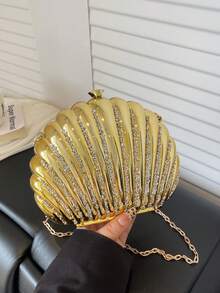 Dedoo 貝殼鏤空設計創意壓克力鏈條女款包，個性化休閒單肩包，適合派對與街頭攝影 - 銀色 - 查看 8