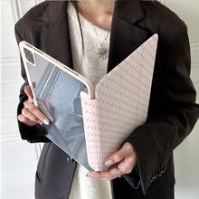 1pc Polka Dot Double-Sided Tablet Protective Case, Foldable Stand, Multi-Angle Viewing, Suitable For Work And Entertainment, With Pen Slot, Compatible With IPad Pro 2024/Air M3/A16 2025, Compatible With Xiaomi, Compatible With Samsung, Compatible With Huawei MatePad - Multicolor - View 2