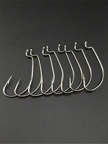 10pcs/Box Reinforced Crankbait Hooks Wide Gap Lure Hooks For Bass, Mandarin Fish, Saltwater Fishing, Texas Rig Soft Bait Worm Hooks Fishing Accessories - Black and White - View 4