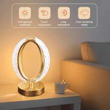 Nordic Modern Minimalist Creative Romantic Crystal Table Lamp, USB Rechargeable Touch Switch, Three-Color Stepless Dimming Function, Suitable For Bedroom, Living Room And Home Decor - Multicolor - View 1