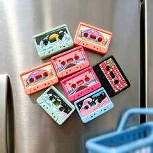 5/10/15pcs Cute Realistic Tape Fridge Magnets, Resin Material, Vintage Music Lover Gift, Colorful Tape Shaped Fridge Decoration Magnets, Home Decor - Multi-color - View 7