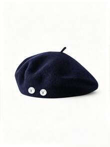 1pc Detachable Pearl Beret Hat For Women, Autumn/Winter Korean Style Lady Pumpkin Beret, Japanese Casual Wool Warm Hat - Multicolor - View 16