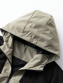 New Men's Plus Size Spring/Autumn Outdoor Colorblock Hooded Casual Jacket - Grey - View 3
