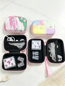 6pcs Butterfly Print Portable Storage Bag Set, Girls Travel Organizer, Data Cable & Earphone Storage Box, Cute Small Item Organizer Bag - Multicolor - View 8